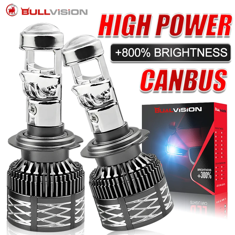 

2PCS Bi LED H7 H4 Canbus Car Headlight Mini Lens H11 H8 9005 9006 HB3 HB4 LED Projector Bulb 6000K Auto Motorcycle Mini Lens 12V