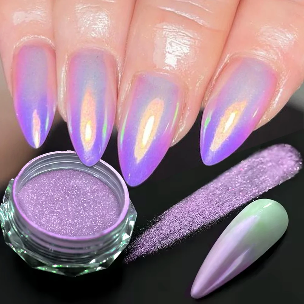 

1Jar Moonlight Purple Chrome Pearl Nail Powder Aurora Gradient Neon Nail Art Glitter Dust Rubbing Gel Polish Manicure DIYPigment
