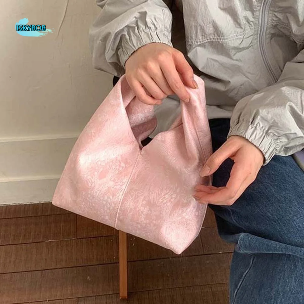 

Summer Embroidered Chinese Style Handbag Polyester with Magnetic Buckle Pea Purses Zipper Adjustable Cheongsam Wrist Bag Work
