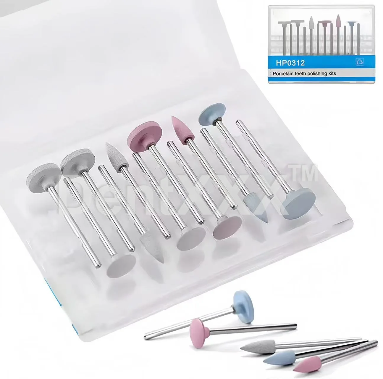 ชุดขัดเรซิ่นคอมโพสิตพอร์ซเลน 12 ชิ้น/กล่อง รุ่น HP0312 สำหรับเครื่องมือขัดซิลิโคนแบบแท่งความเร็วต่ำ HP