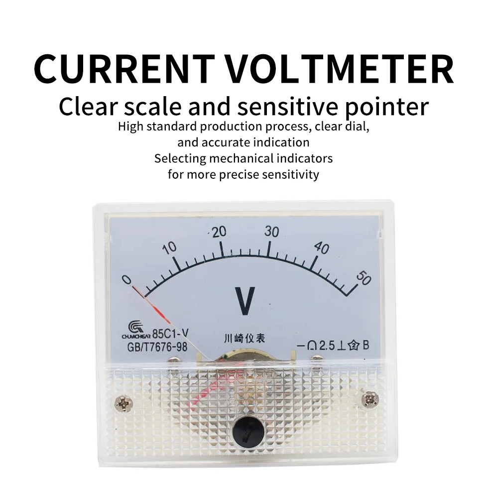 85L1-V AC Analog Voltage Meter Panel 3V 5V 10V 20V 50V 150V 250V 300V 500V Gauge Voltage Mechanical Voltmeter