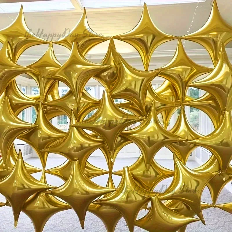 20-1Pcs Star Balloons 26/10'' Four Angle Corner Star Foil Balloons Gold Quadrangle Helium Globos Birthday Graduation New Year