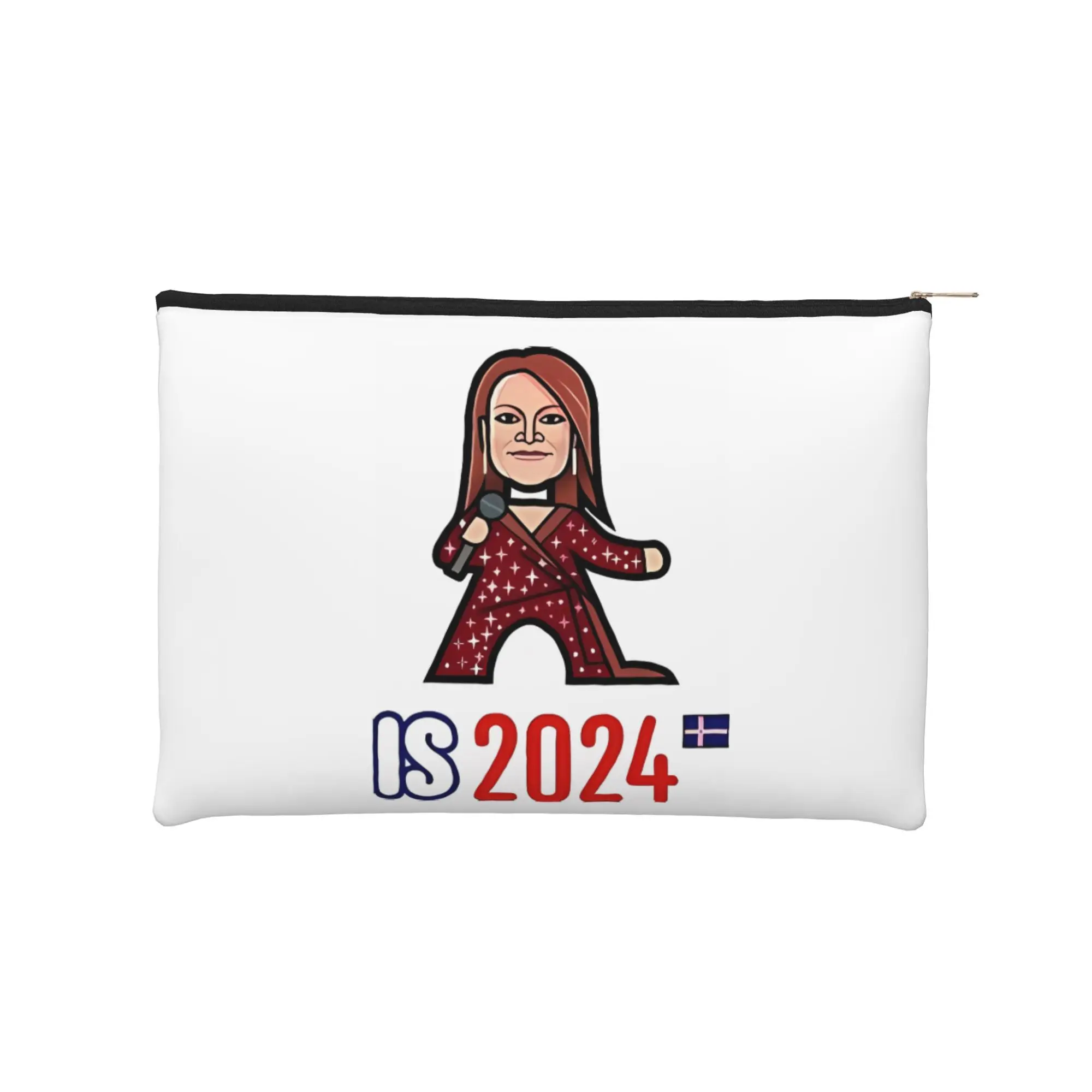 Foldable Iceland 2024 Makeup Bag Eurovision Song Contest Toiletry Bag with Zipper Cosmetic Pouch