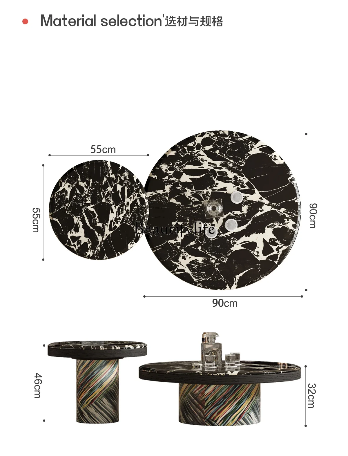 ls 51 Art museum art coffee table living room mansion minimalist designer natural luxury stone round tea table