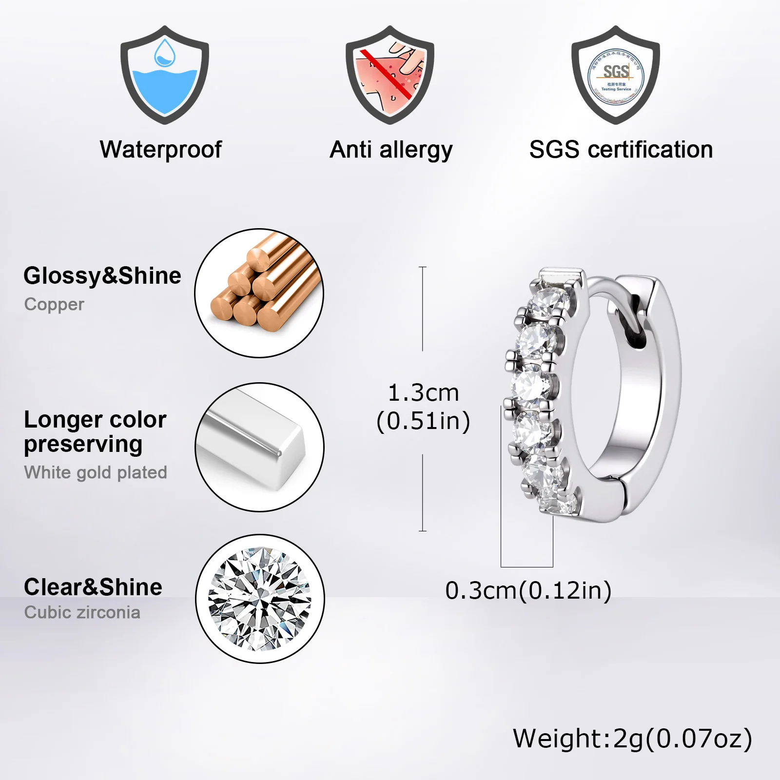 Trendy Zircon Hoop Earrings for Men Boys,Hip-Hop Metal Huggies Perforated Hoop Earrings,Unisex Dainty Jewelry Gift