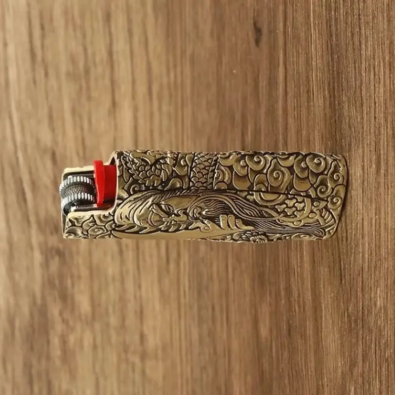 1 Piece Pure Brass Lighter Case Cover fits BIC J3/J5 Collecting Lighter Shell Sleeve Cover