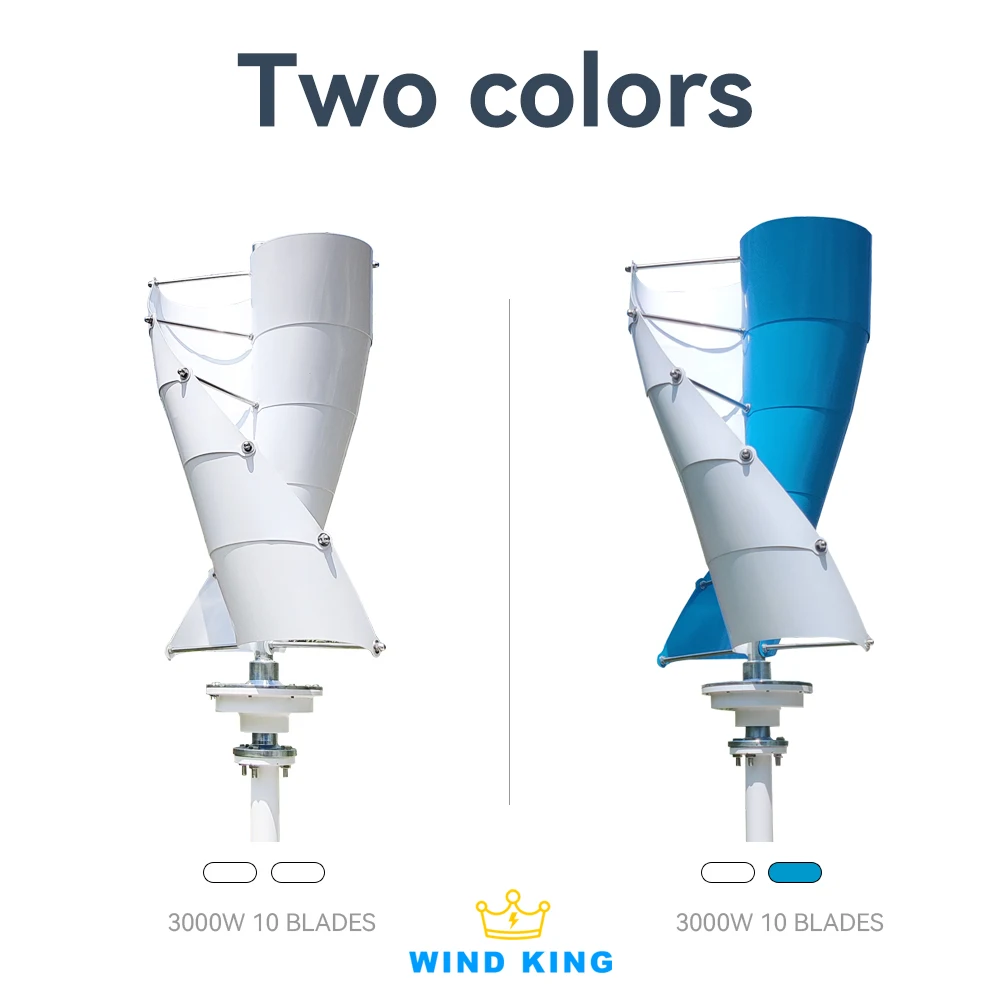 WindKing Wind Turbine Generator, 3 Blades Power, 3kW, 12V, 24V, Dynamo com sistema híbrido de carregador solar, para fazenda, RV, uso doméstico, 3000W