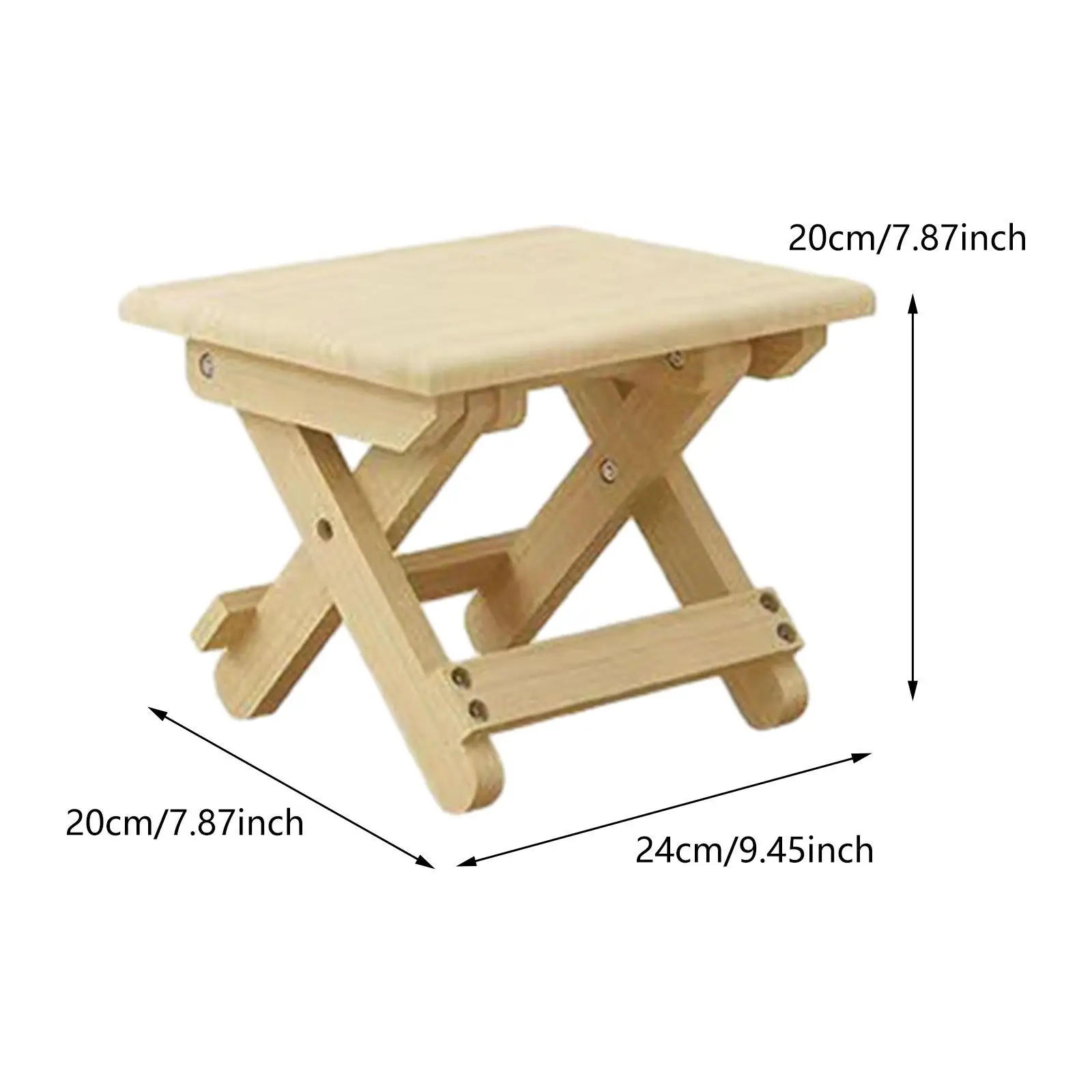 Compact Folding Wood Stool Backyard Stool 24x20x20cm Reinforced Crossbar Picnic Stool Portable Chair for Outdoor Activities