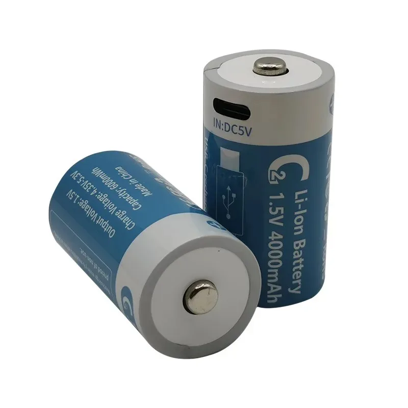 C2 حجم 1.5 فولت 4000 مللي أمبير بطارية ليثيوم USB بطاريات قابلة للشحن لمصباح يدوي طباخ الغاز سخان المياه أجهزة الراديو