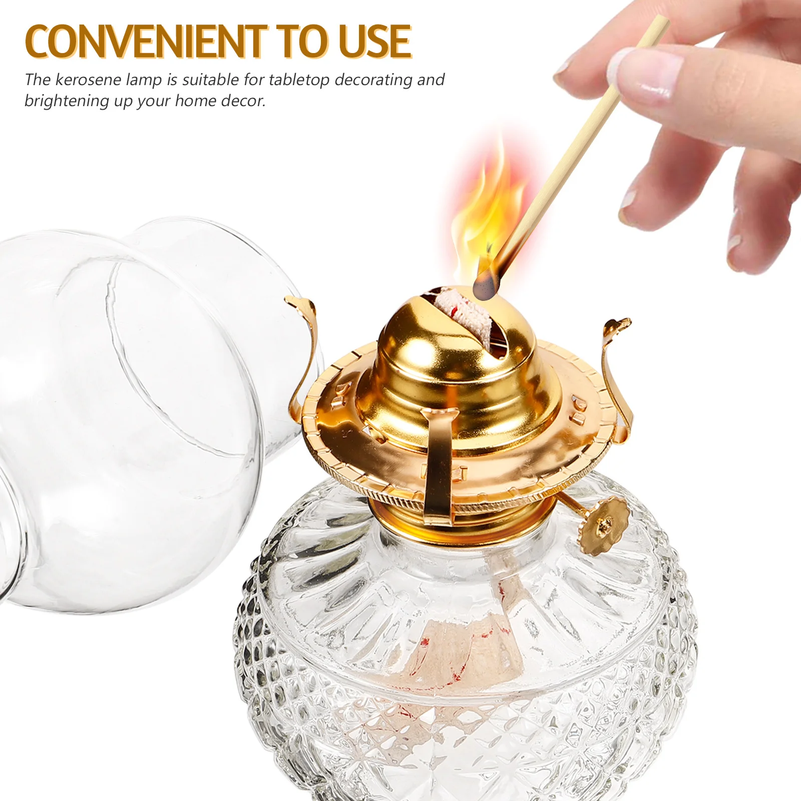 

Retro Vintage Oil Lamp Decorative Glass Lamp for Indoor Use Tabletop Wedding Party Home Decor Balcony Buddhist Hall