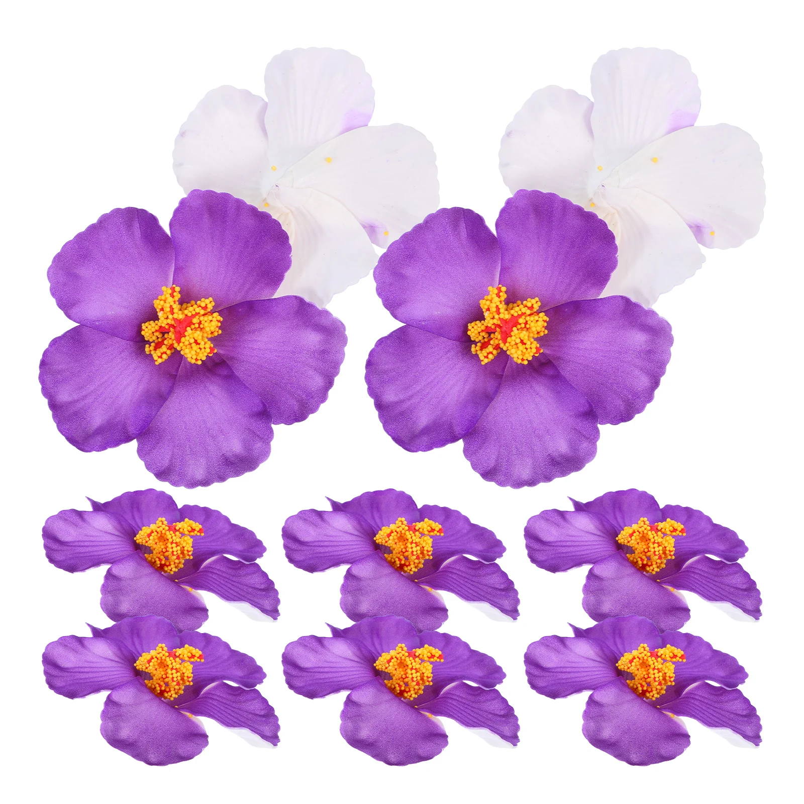

10 Pcs Hawaiian Hibiscus Flower Decors Artificial Flowers Faux Aloha Topper Headgear Travel