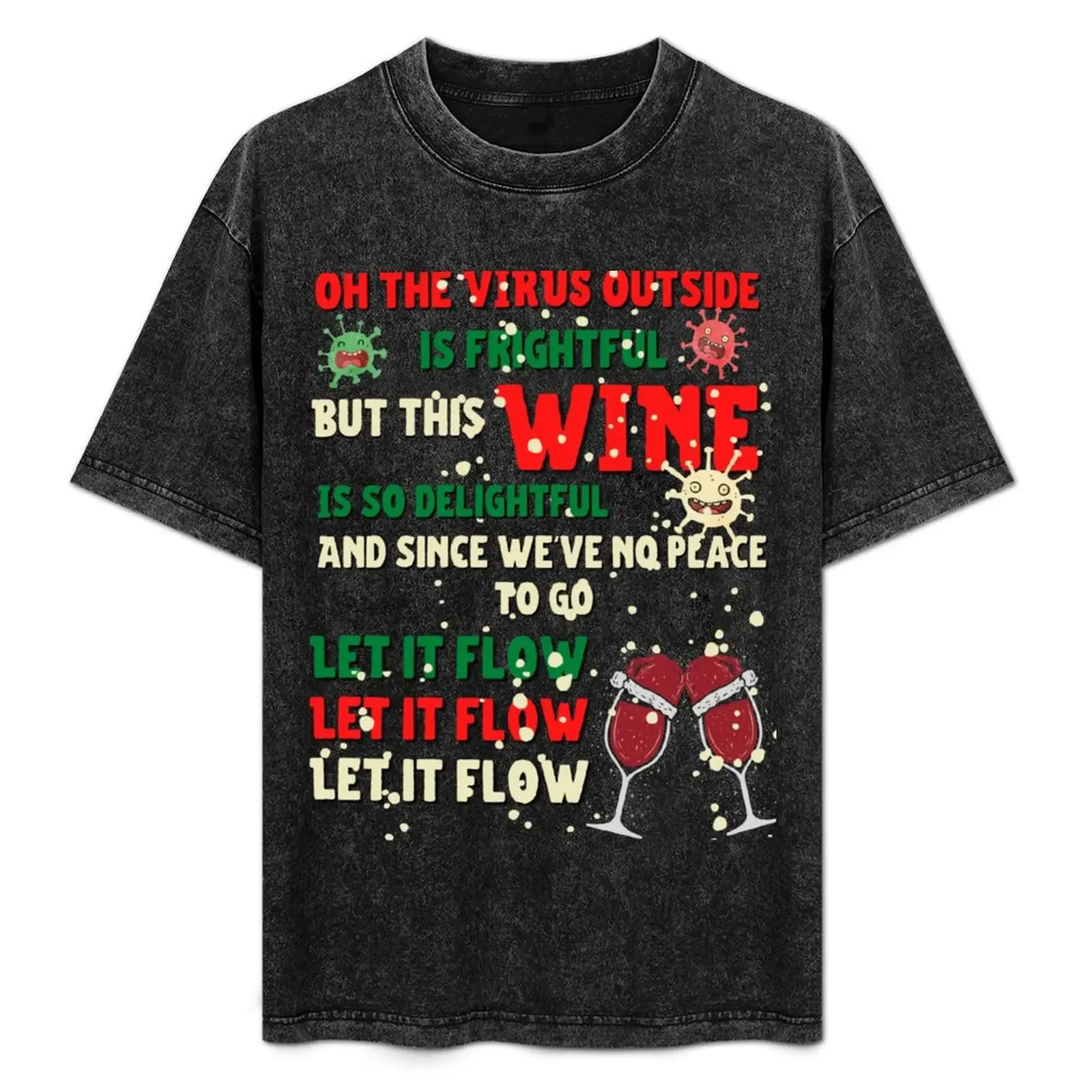 Un vino viral miedo, camiseta navideña completa, regalos de gran tamaño para novio, camisa de verano, camisas de anime para hombres