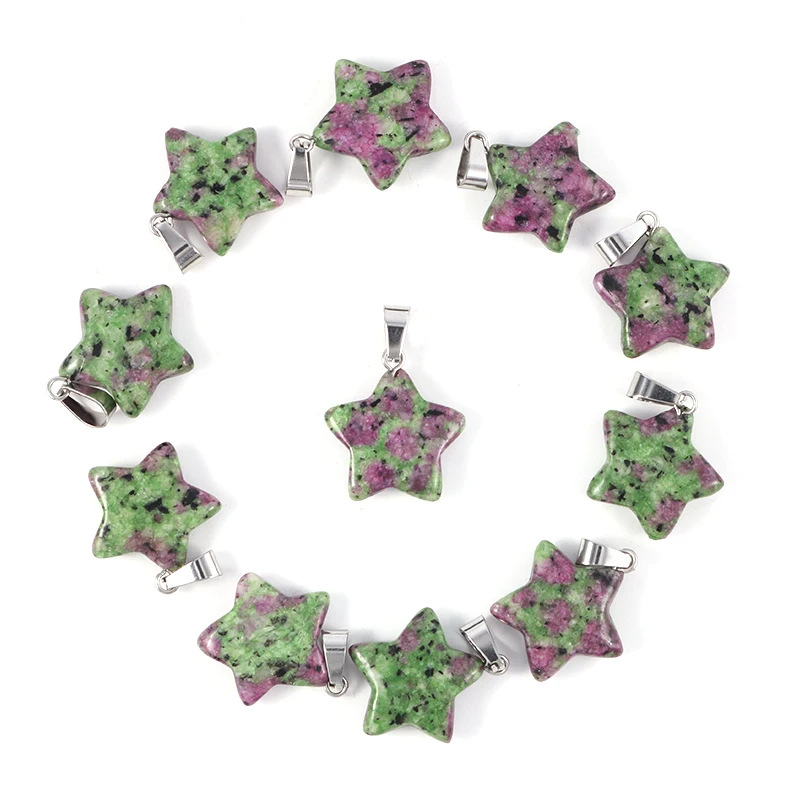 Fubaoying 25 Pieces Natural Stone Quartz Star Charm Pendant 7