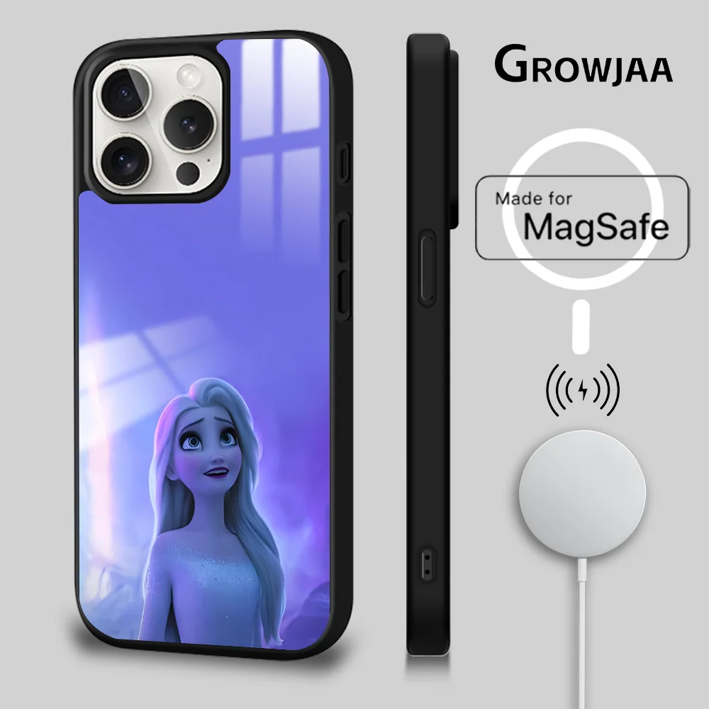 

Disney Frozen Elsa Phone Case For iPhone 15 14 13 12 11 Pro Max Plus Mini Mirror Wireless Charging Magnetic Funda