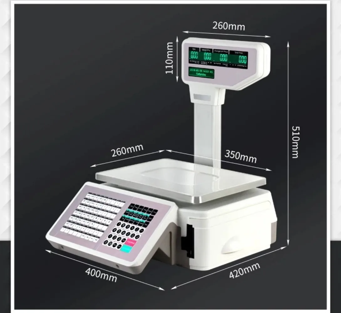 30kg Barcode Scale Thermal Label Printer Scale Supermarket Price Computing Scale