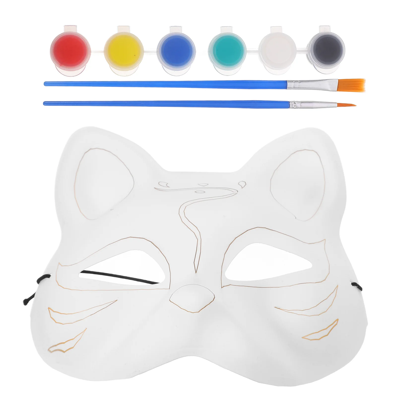 

DIY Blank Mask Kit Unpainted Fox Cat Face Decorative Craft Masks for Halloween Cosplay Party Projects Japanese Mask