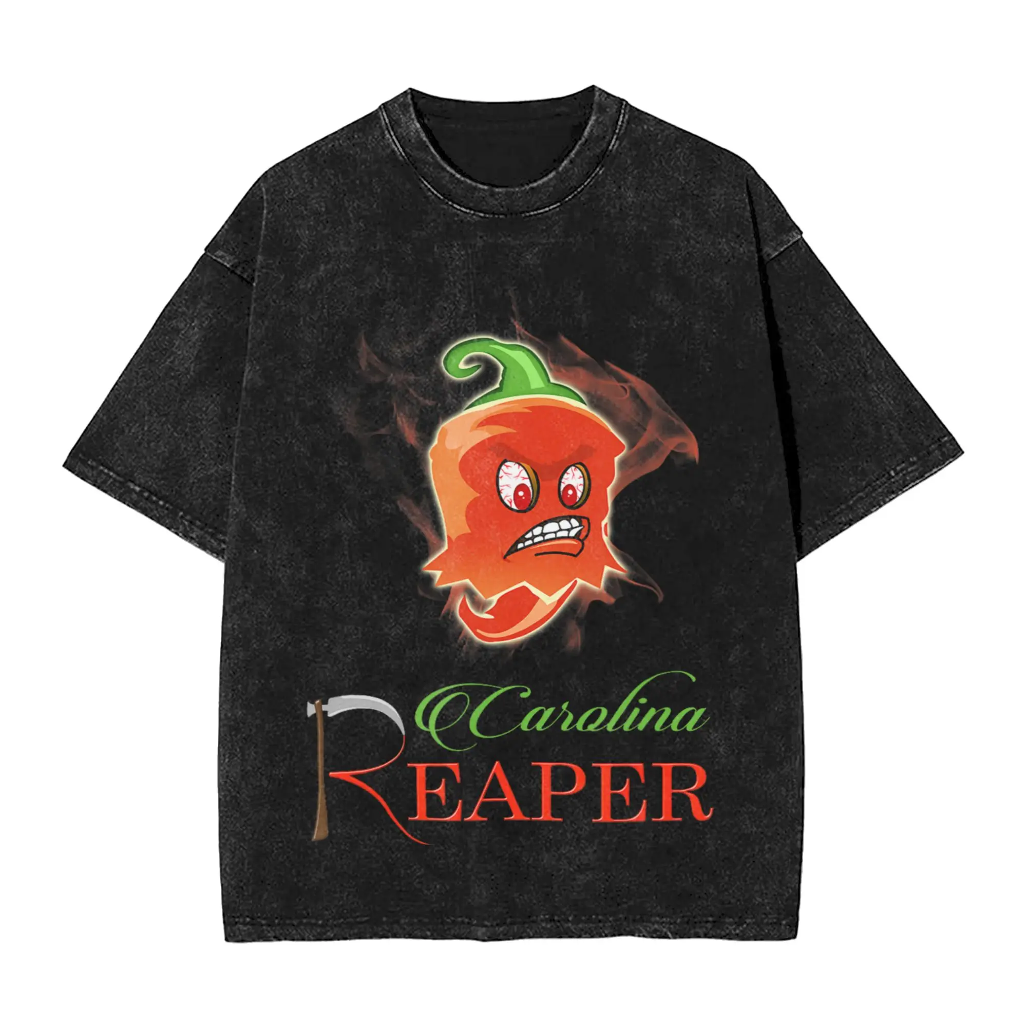 Mens T Shirt Carolina Reaper Hot Pepper Washed T Shirts Novelty  Summer Tee Shirt Streetwear Pattern Casual Tops Plus Size