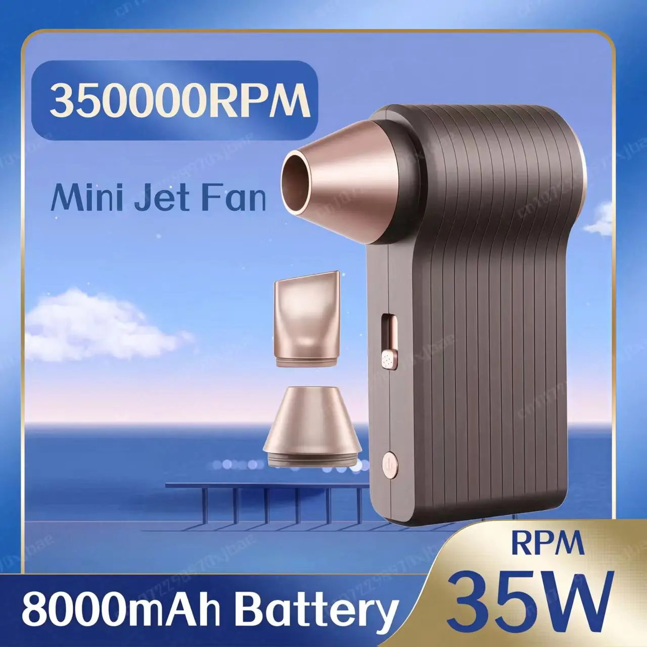 

Mini Jet Fan 350000RPM Brushless Motor Portable Blower 4-Speed Adjustable Rechargeable Compressed Air Duster PC/Car Cleaning