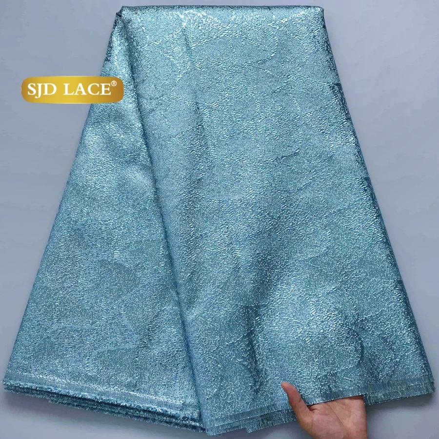 Кружевная ткань SJD LACE: французский дамаст, синий парчовый кружевной материал, африканский жаккард, новейшее нигерийское позолоченное кружево 2026 года для женских вечерних платьев, артикул 4909