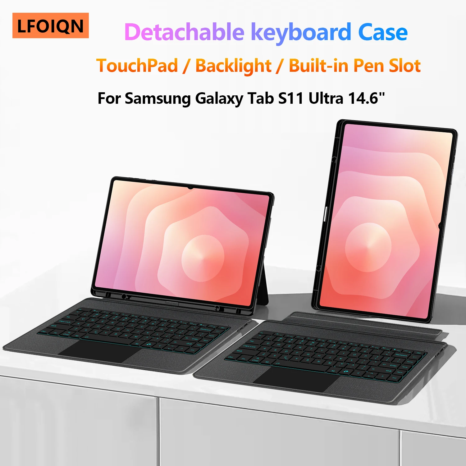 LFOIQN Keyboard Case Detachable For Samsung Galaxy Tab S11 Ultra 14.6 Inch 2025 SM-X930 SM-X936B Magic Smart Cover Multi-Touch