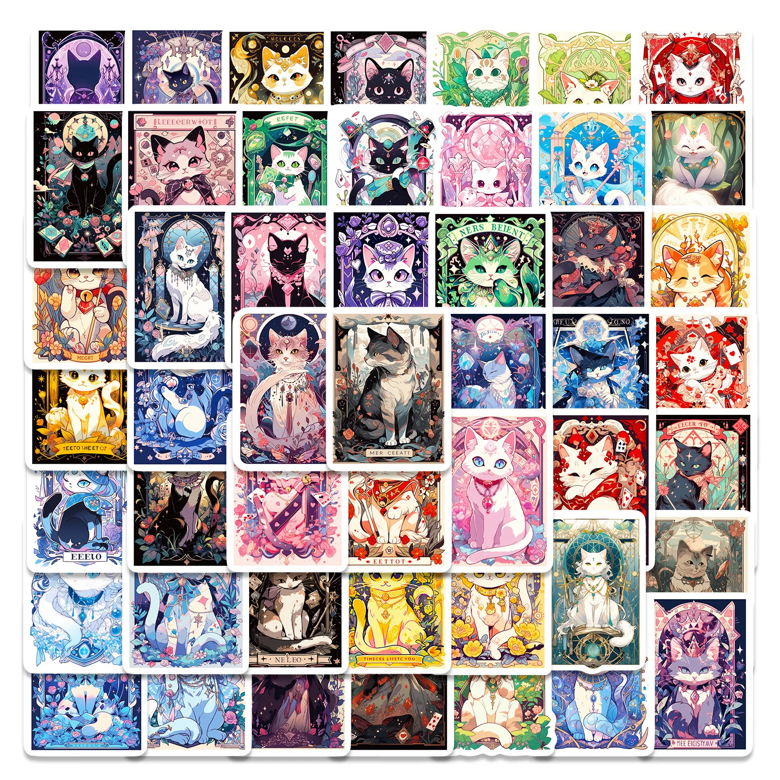 10/30/50PCS Cartoon Cat Tarot Sticker Cute Funny Graffiti Waterproof Decal Kids Toy DIY Laptop Water Cup Luggage Helmet Sticker