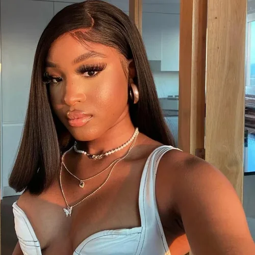 200% Densidad 12 14 16 pulgadas Bob recto Vietnamita Peluca de cabello humano negro 13x4 4x4 Cierre Frontal de encaje Pelucas de cabello humano Bob corto