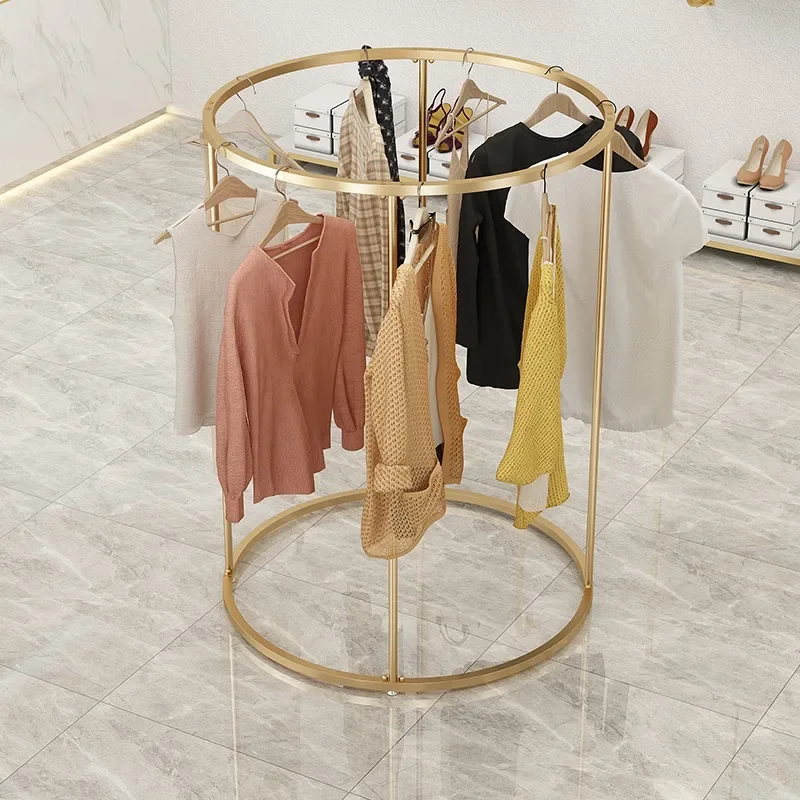 Clothing store display rack, circular display, island rack, floor standing, men's and women's clothing, iron hanging clothes