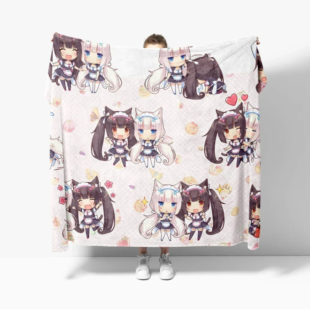 

Аниме-плед Nekopara: Мягкий фланелевый комплект-одеяло для дивана и кровати, милый теплый плюшевый плед для спальни и дома