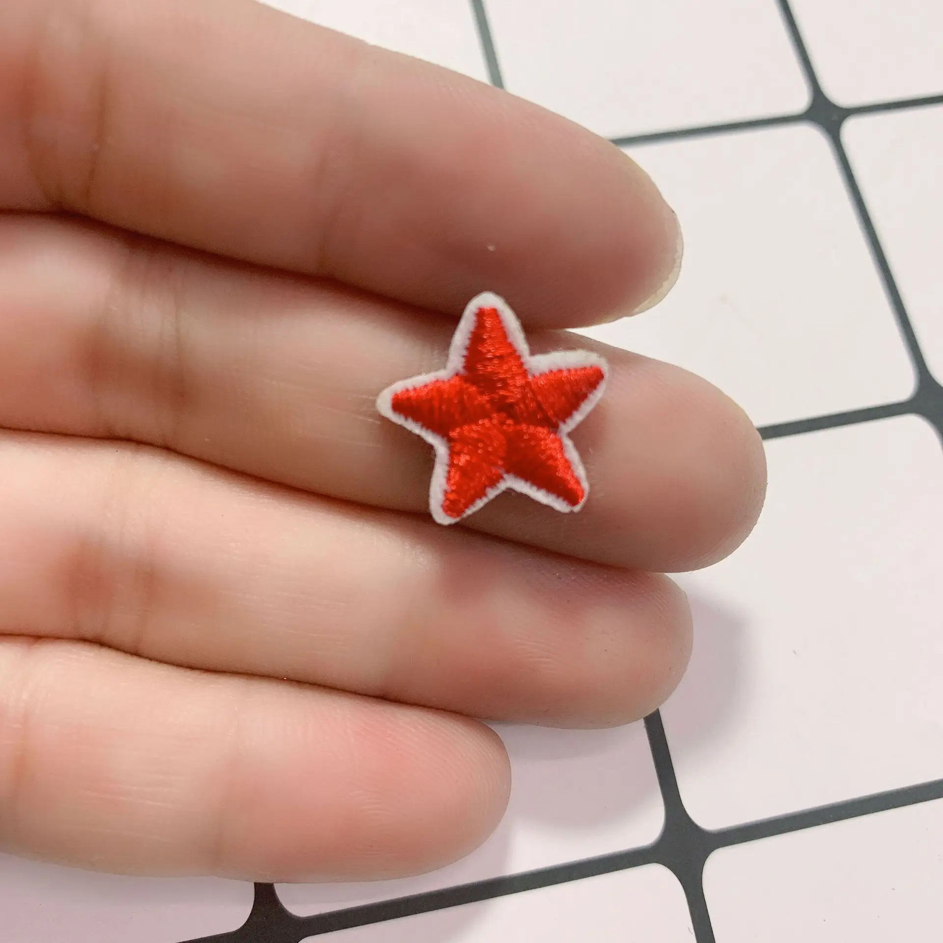 New Self‑adhesive 10Pcs Embroidery Small White Black Red Star Patches for Clothing Clothes Sticker No Need Iron on Fusible Patch