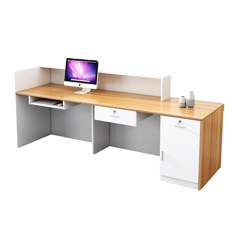 *Luxury Modern Minimalist Wood Reception Desk Durable Office Furniture for Hotels Hospitals Malls