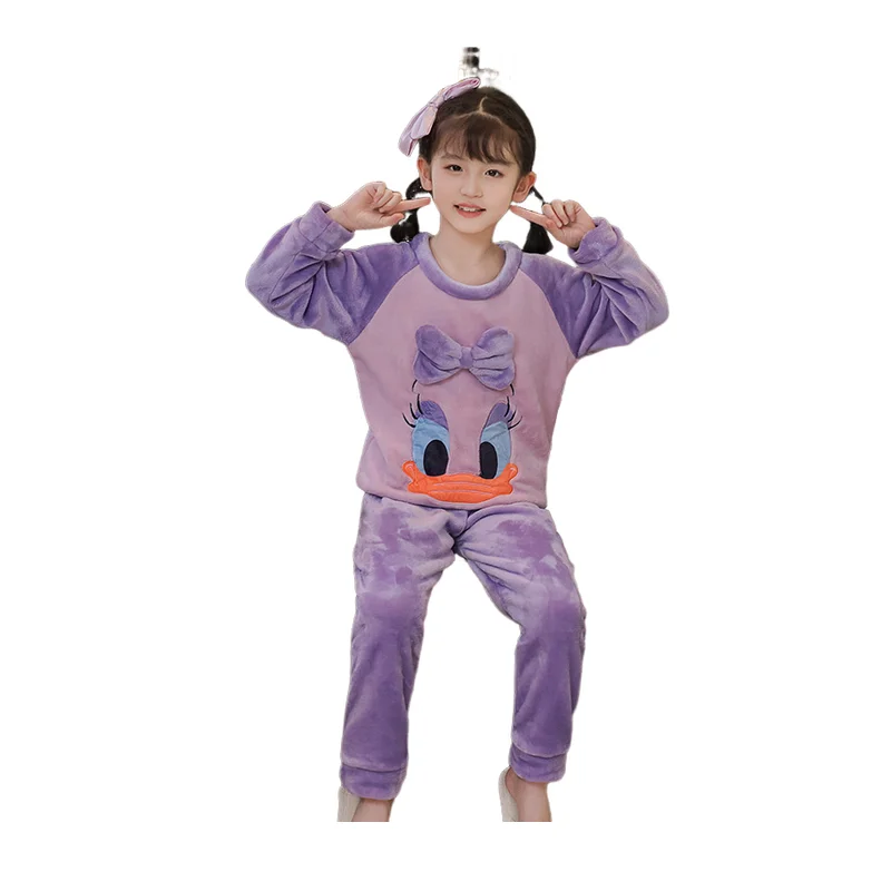 

2025 New Kids Pajamas Set Long-Sleeve Pants Cartoon Anime Thick Warm Children's Sleepwear Comfort Girls Winter Daily Loungewear
