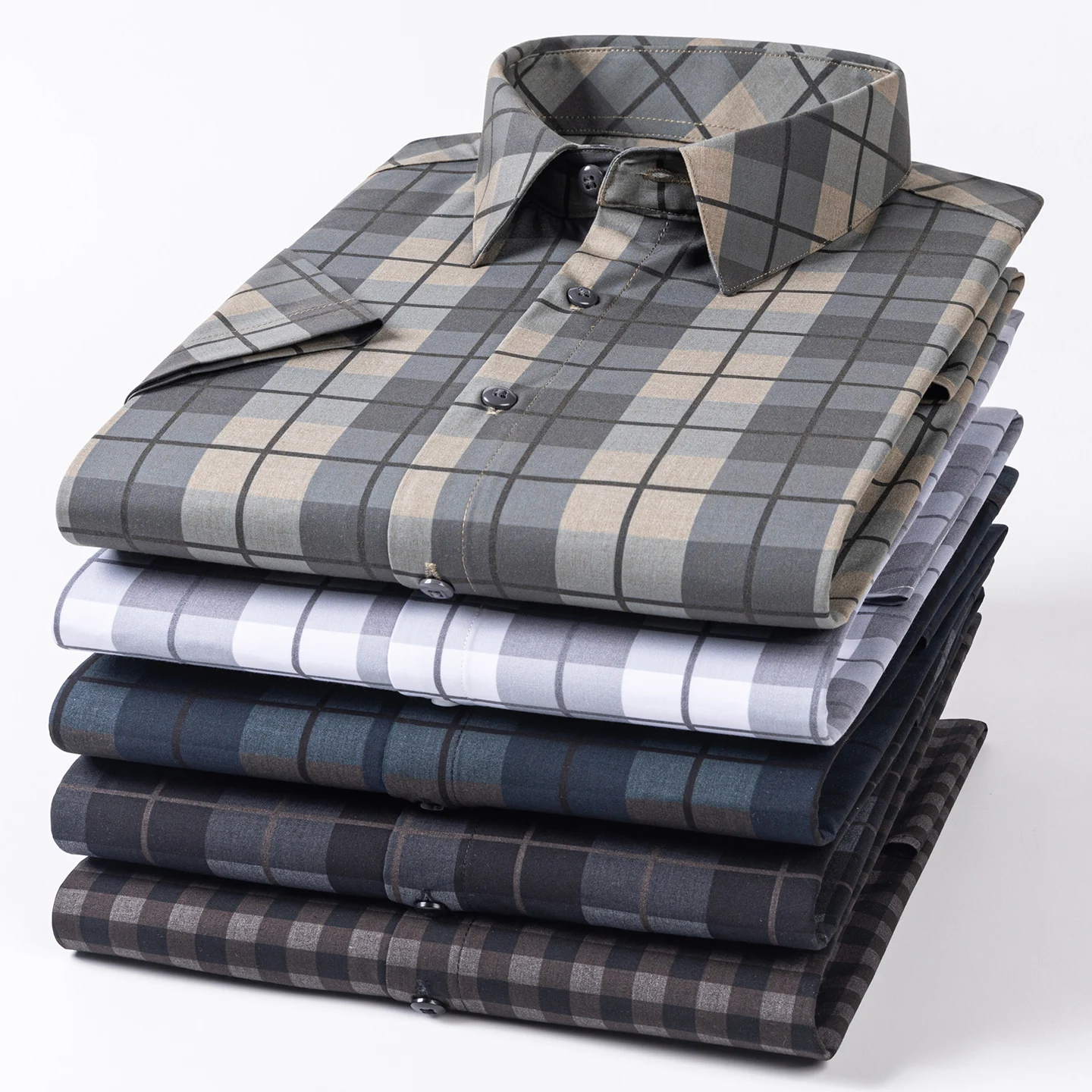 

2025 NEW IN Summer Bamboo Fiber Slim Fit Formal Plain Shirt Casual Plaid Designer Short Sleeve Shirts Tops Elegant