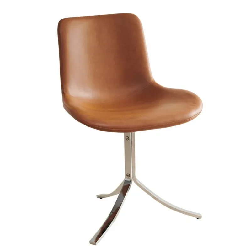 Medieval oil wax leather retro dining chair conference chair backrest desk designer modern simple coffee iron office chair