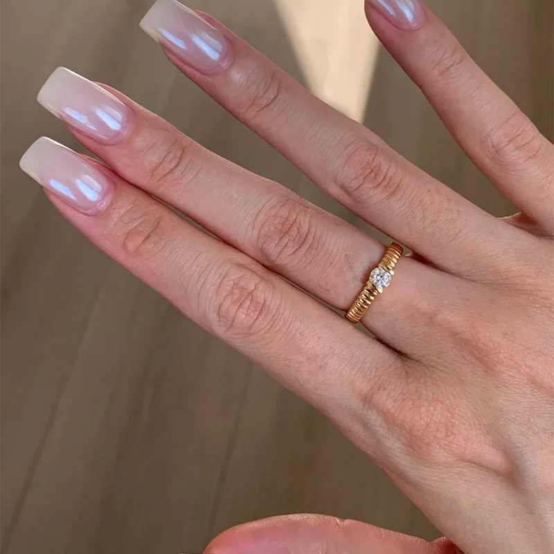 Small fresh satin single diamond ring with straight grain luster rings for women charms classic suitable for daily wear jewelry
