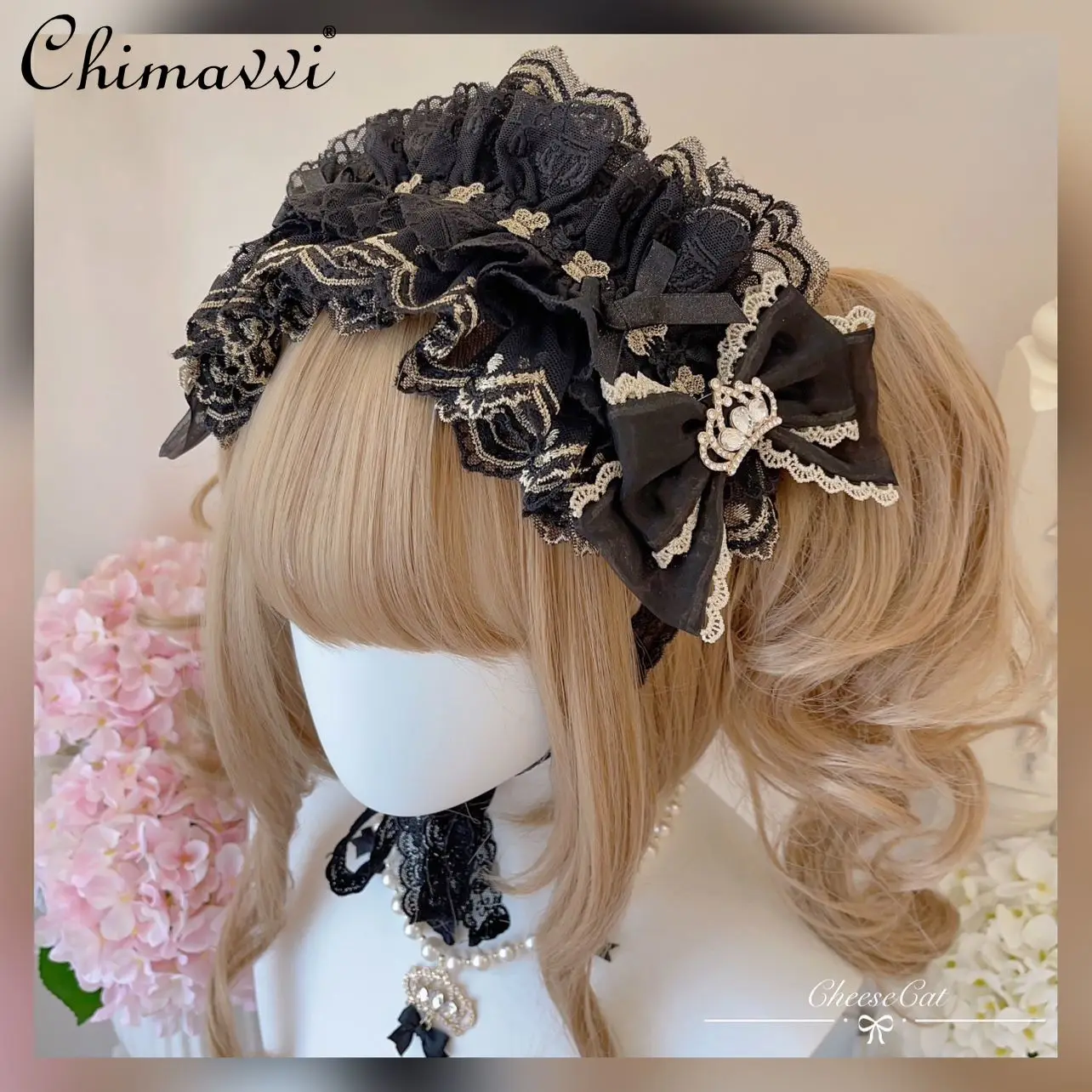 

Sweet Lolita Bow Hair Band Women's Fashion Cute Cake Lolita Small Objects Headband Lace Splicing Design Hair Accessories