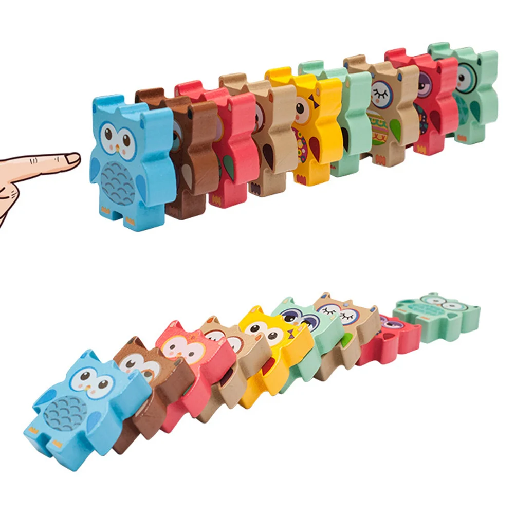 12개/세트 부엉이 모양 쌓기 게임 균형 블록 교육용 어린이 놀이 블록 다채로운 아기 손놀림 블록