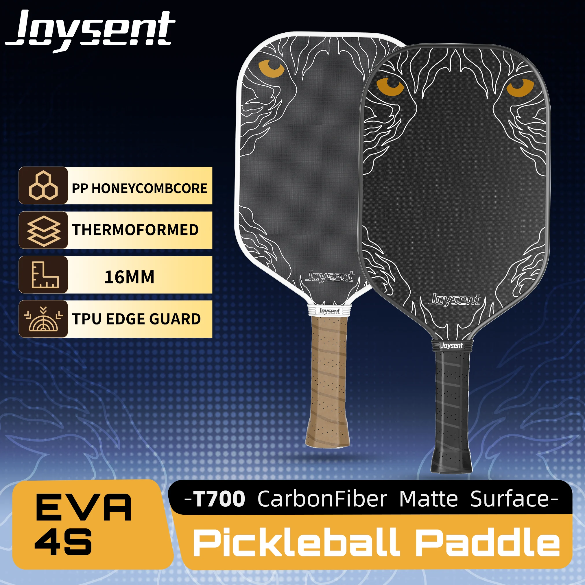 

Joysent Pickleball Racket T700 Raw Carbon Fiber Pickleball Paddle 16mm EVA 4S 16mm PU TFP Foam Core Thermoformed Spin Control