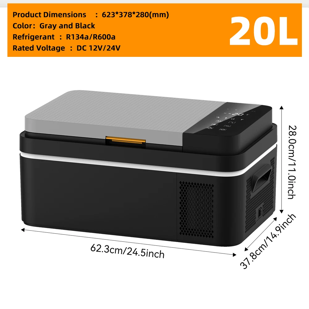 Podofo Auto-Kühlschrank 20L 25L 30L Mini-Kompressor-Autokühlschrank 48QT APP-gesteuerter Kühler 12 24V DC 100 240V AC für Camping, LKW, Zuhause, Reisen