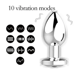 Multi Frequency Metal Plug Anal Vibrador, Controle remoto sem fio, Massagem anal, Masturbador adulto, Feminino, Masculino