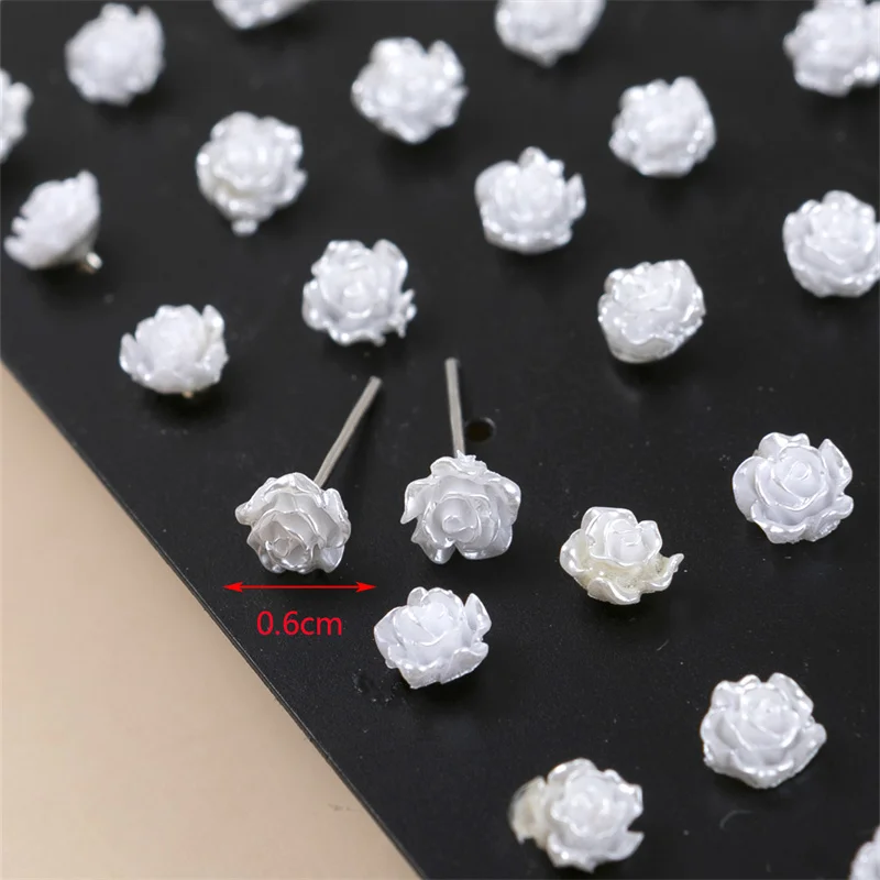 36Pairs/set White Resin Rose Flower Stud Earrings Set for Women Multi-Size Stud Ear Earrings Jewelry Fashion Gift