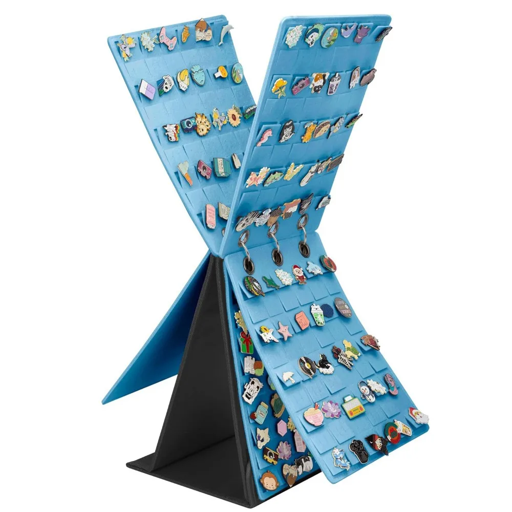 

Felt Pin Display Stand Large Capacity Foldable Shoe Charm Holder Flip Top Ornament Portable Pin Trading Book Home Accessory