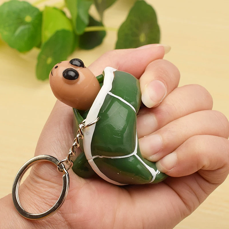 Fidget Toy Squeeze Toys Bubble Sensory Toy Keychain Turtle Square Shape Animal Pendant Bag Car Key Chains Keyring With Buckle