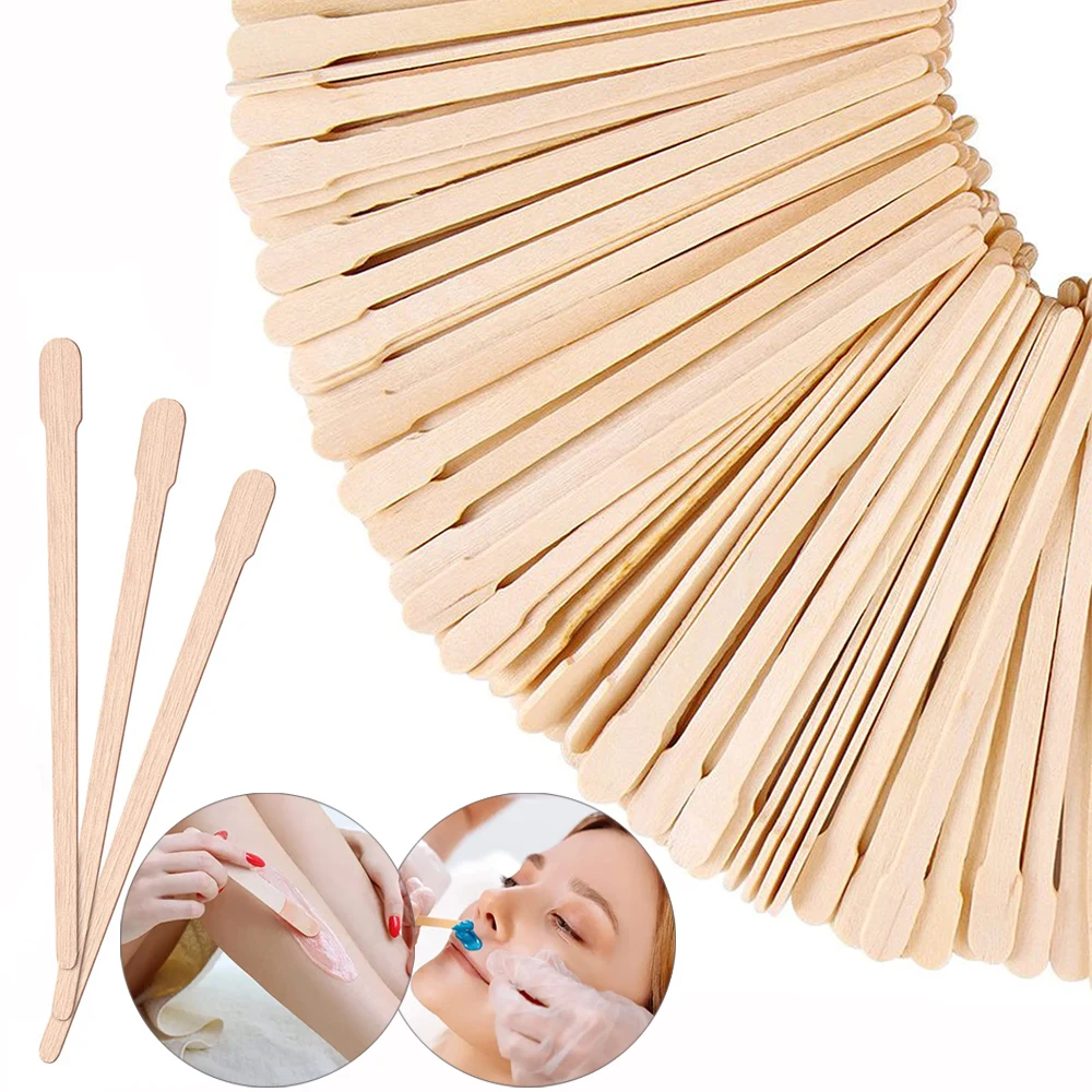 

100pcs Wax Sticks Spatulas Applicator Wood Craft Sticks for Hair Removal Eyebrow Lip, Nose Disposable Wooden Hair Removal Stick