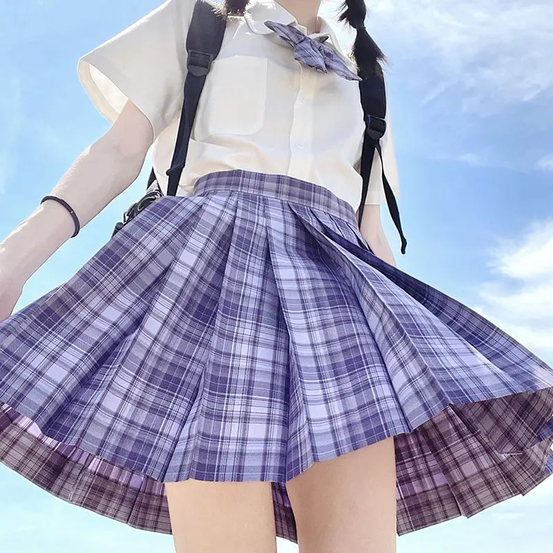 School Meisje Jk Uniform Geplooide Rokken Japanse Schooluniform Hoge Taille Plaid Rok Sexy Seifuku Uniformen Voor Vrouw Volledige Set