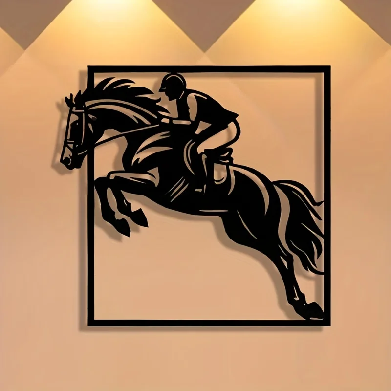 1pc Precision Manufacturing: Galloping Horse Rider Metal Sign, Halloween Abstract Art Christmas Elegant Design