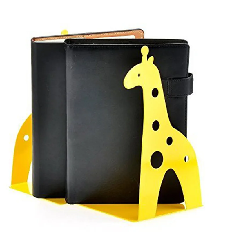 Cute Cartoon Giraffe Shape Non Skid Bookends Bookends For Shelves For Kids Gift Decoration Art Gift (Yellow)