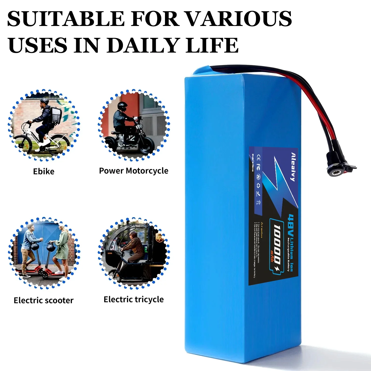 

48V 13S4P 10Ah 20Ah 18650 High-Capacity Power 48V 750W 1000W Lithium Battery Pack For Electric Car Bicycle Scooter Belt 30A BMS