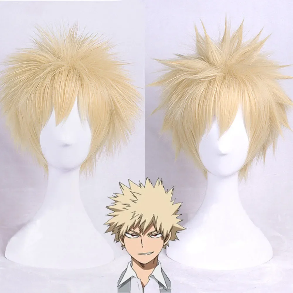 free shipping Bakugou Katsuki My Hero Academia Baku no Hero Short Blonde Fluffy Cosplay Wig