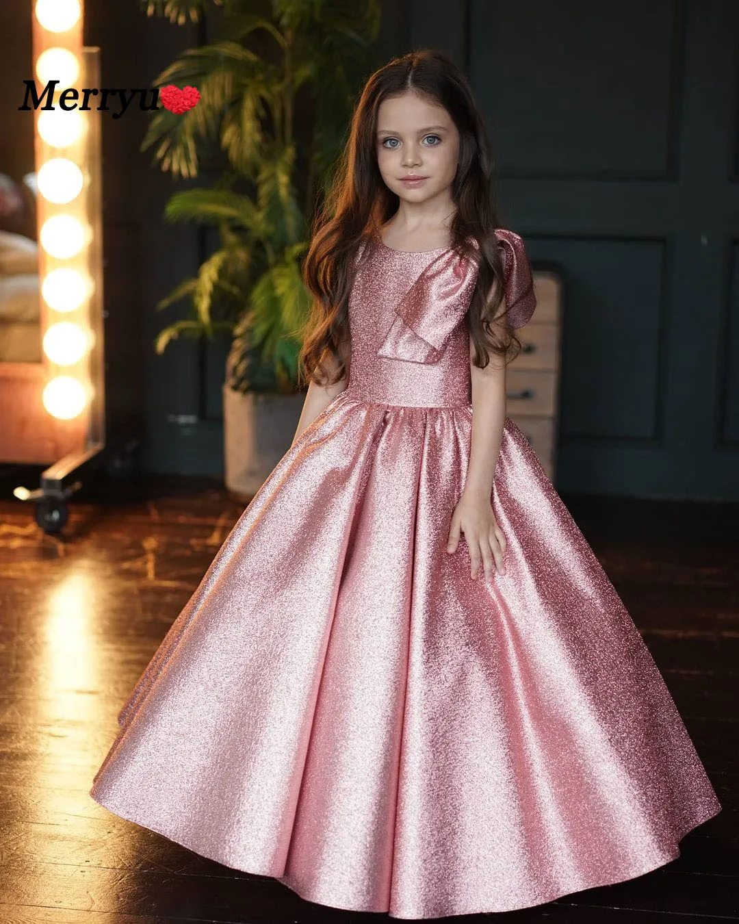 Robe à fleurs pour filles, rose brillant, sans manches, princesse moelleuse, robe de fête d'anniversaire, de concours, de sainte Communion