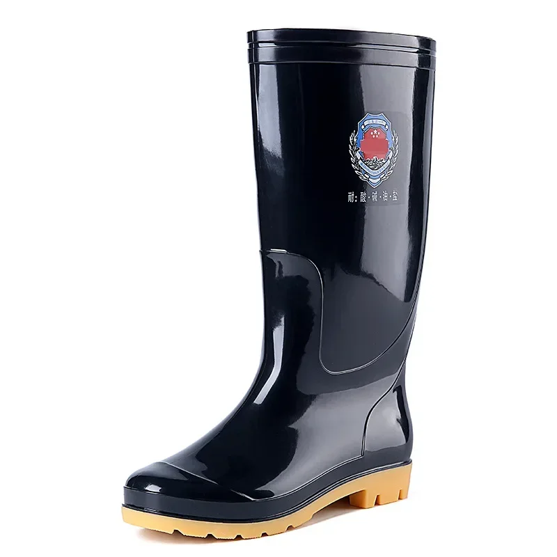 High Drum Rain Boots Three Prevention Long Drum Rain Shoes Men\'s Labor Protection Rubber Shoes Slip-On Rubber Rain Boot PVC